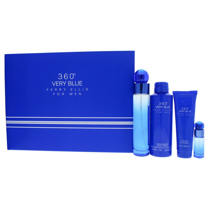 Perry Ellis 0 Very Blue by Perry Ellis for Men Pc Gift Set EDT Spray, ml EDT Spray, Body Spray, Shower Gel 4 Pc Gift Set