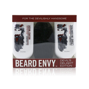 Devil's Delight Beard Envy Kit: 1x Beard Wash 88ml + 1x Leave-In Control 88ml + 1x Beard Brush